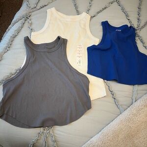 Women Sleeveless Tops Set - Blue, Gray, and White